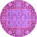 Round Oriental Purple Traditional Rug, abs3755pur