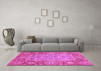 Machine Washable Oriental Pink Traditional Rug, wshabs3755pnk