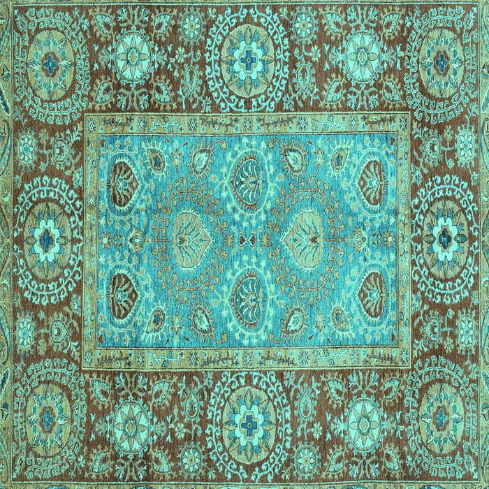 Square Oriental Turquoise Traditional Rug, abs3755turq