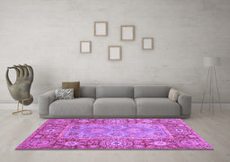 Machine Washable Oriental Purple Traditional Area Rugs in a Living Room, wshabs3755pur