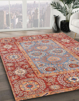 Machine Washable Abstract Red Rug in a Family Room, wshabs3755