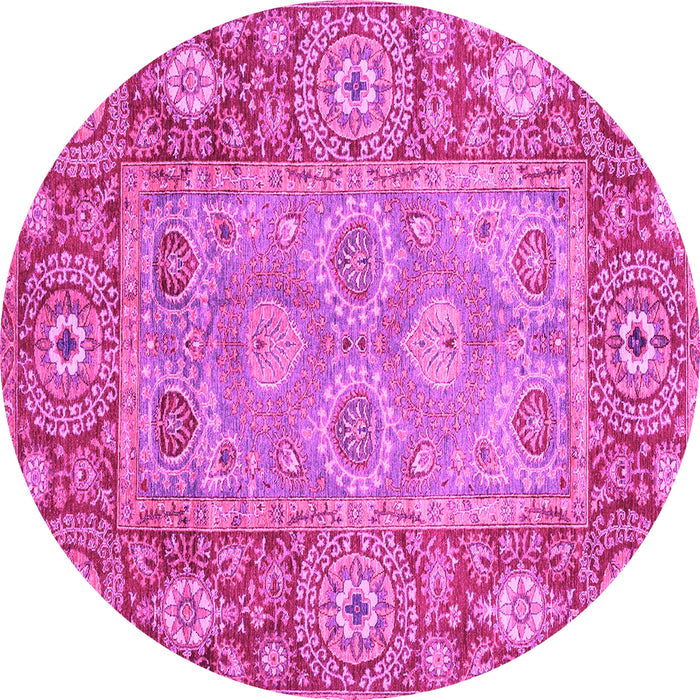 Round Oriental Pink Traditional Rug, abs3755pnk