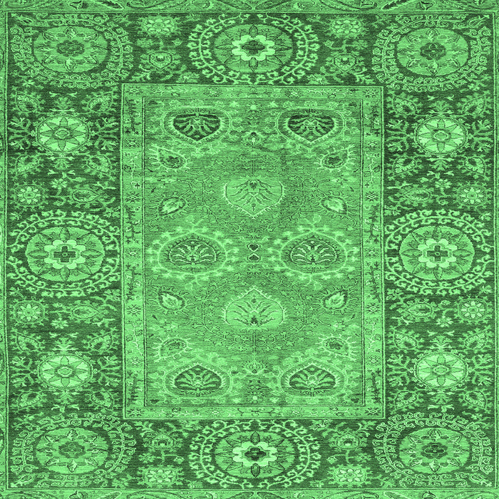 Square Machine Washable Oriental Emerald Green Traditional Area Rugs, wshabs3755emgrn
