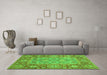 Machine Washable Oriental Green Traditional Area Rugs in a Living Room,, wshabs3755grn