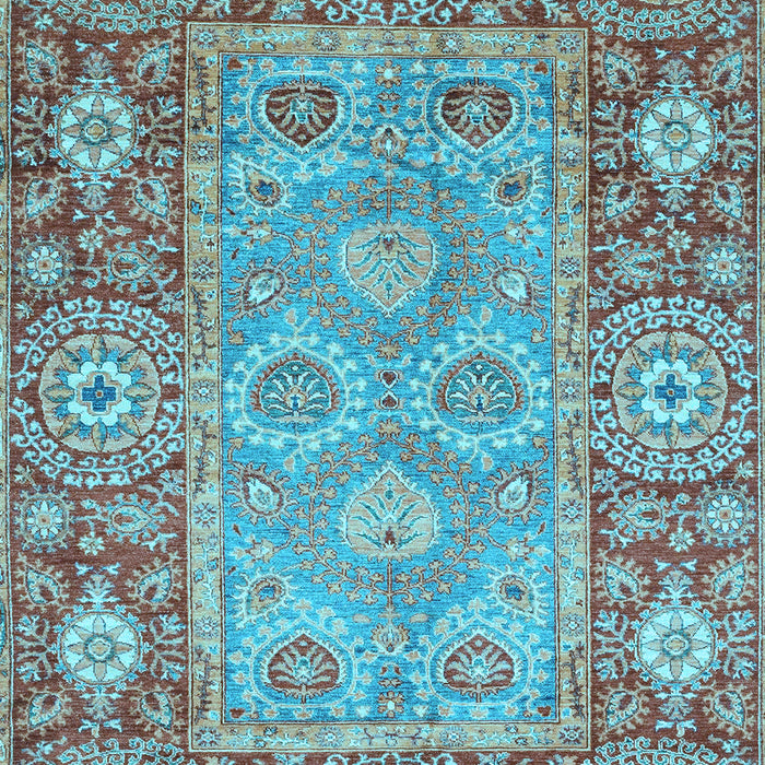 Machine Washable Oriental Light Blue Traditional Rug, wshabs3755lblu
