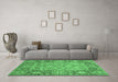 Machine Washable Oriental Emerald Green Traditional Area Rugs in a Living Room,, wshabs3755emgrn