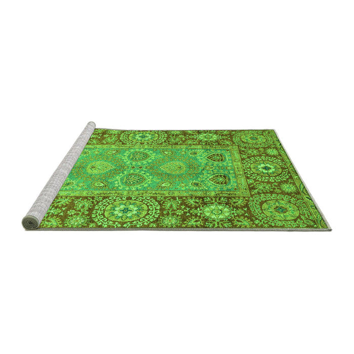 Sideview of Machine Washable Oriental Green Traditional Area Rugs, wshabs3755grn