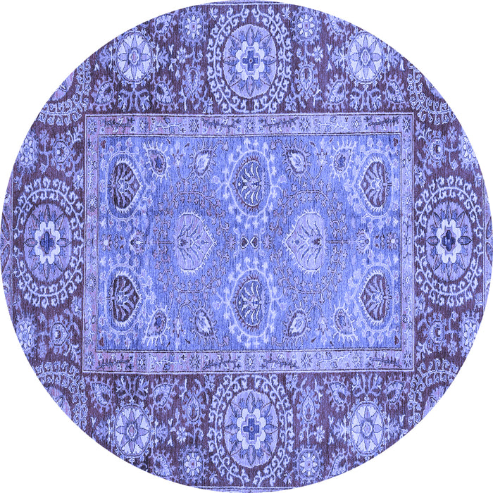 Round Oriental Blue Traditional Rug, abs3755blu