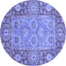 Round Oriental Blue Traditional Rug, abs3755blu