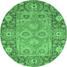 Round Oriental Emerald Green Traditional Rug, abs3755emgrn