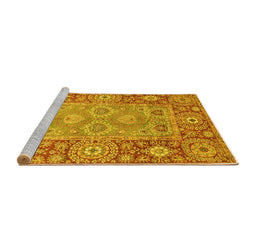Sideview of Machine Washable Oriental Yellow Traditional Rug, wshabs3755yw