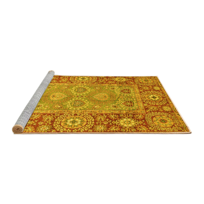 Sideview of Machine Washable Oriental Yellow Traditional Rug, wshabs3755yw