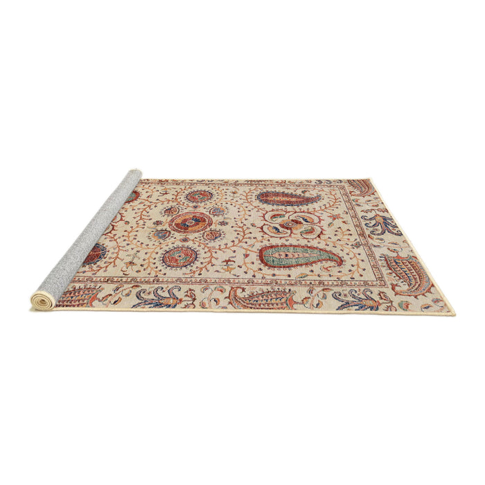 Sideview of Machine Washable Abstract Rust Pink Rug, wshabs3756