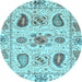 Round Abstract Light Blue Modern Rug, abs3756lblu