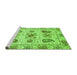 Sideview of Machine Washable Abstract Green Modern Area Rugs, wshabs3756grn