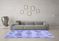 Machine Washable Abstract Blue Modern Rug, wshabs3756blu