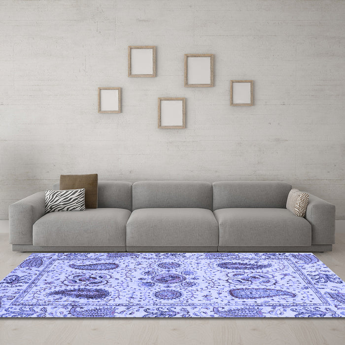 Machine Washable Abstract Blue Modern Rug in a Living Room, wshabs3756blu
