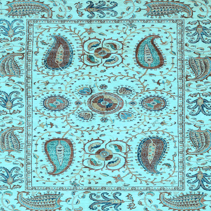 Square Machine Washable Abstract Light Blue Modern Rug, wshabs3756lblu