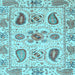 Square Machine Washable Abstract Light Blue Modern Rug, wshabs3756lblu