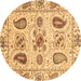 Round Abstract Brown Modern Rug, abs3756brn