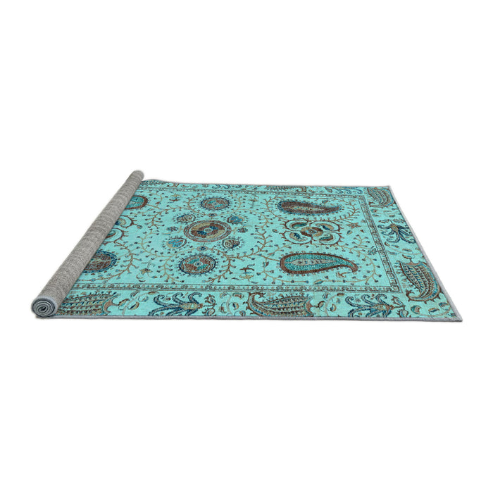 Sideview of Machine Washable Abstract Light Blue Modern Rug, wshabs3756lblu