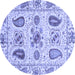 Round Abstract Blue Modern Rug, abs3756blu