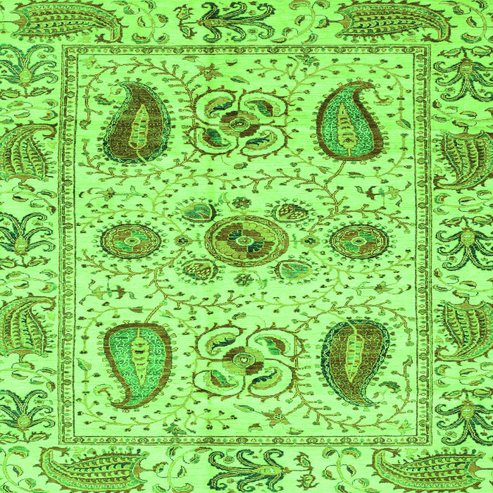 Square Machine Washable Abstract Green Modern Area Rugs, wshabs3756grn