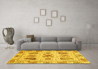 Machine Washable Abstract Yellow Modern Rug, wshabs3756yw