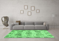 Machine Washable Abstract Emerald Green Modern Rug, wshabs3756emgrn