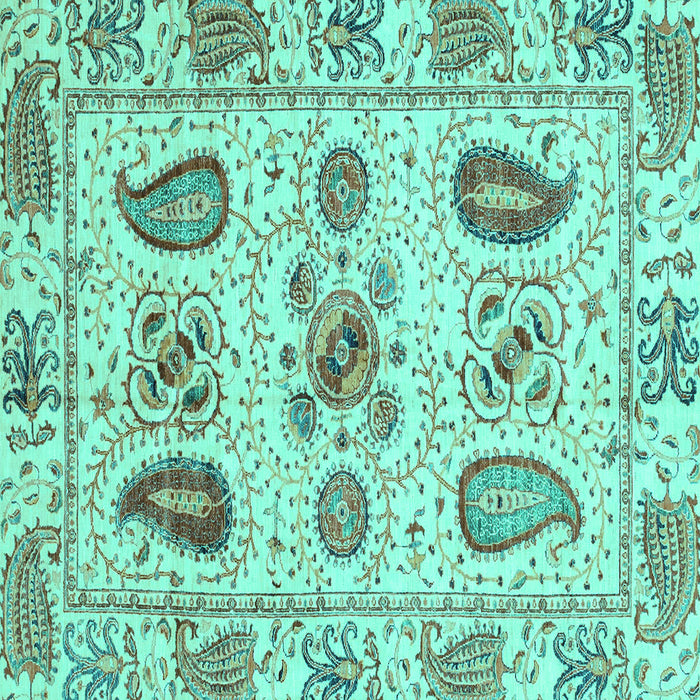 Square Machine Washable Abstract Turquoise Modern Area Rugs, wshabs3756turq