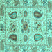 Square Machine Washable Abstract Turquoise Modern Area Rugs, wshabs3756turq