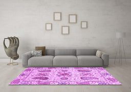 Machine Washable Abstract Purple Modern Area Rugs in a Living Room, wshabs3756pur