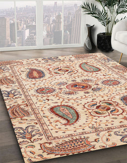 Machine Washable Abstract Rust Pink Rug in a Family Room, wshabs3756