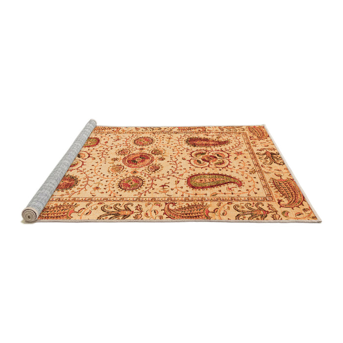 Sideview of Machine Washable Abstract Orange Modern Area Rugs, wshabs3756org