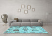 Machine Washable Abstract Light Blue Modern Rug in a Living Room, wshabs3756lblu