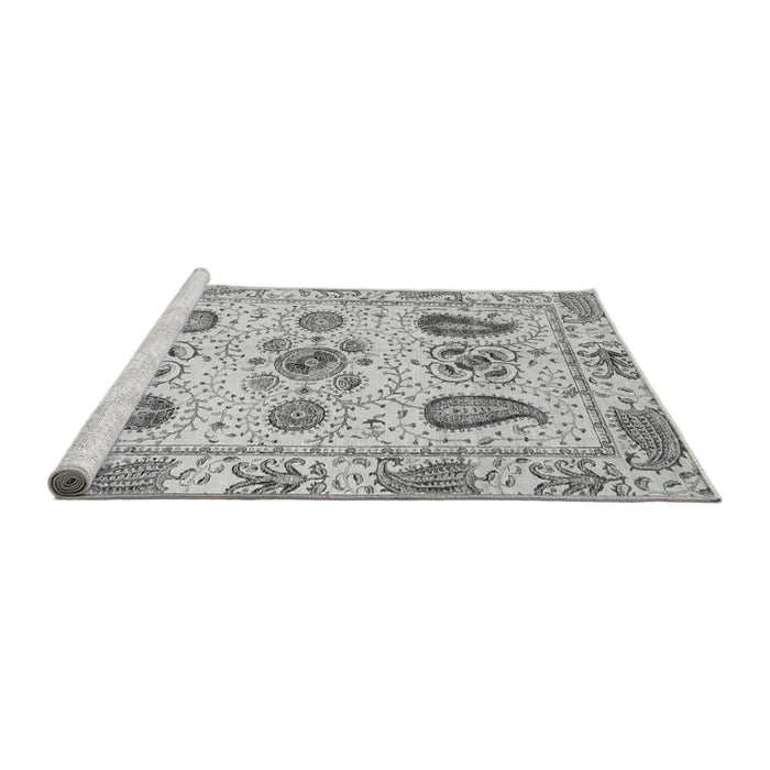 Sideview of Machine Washable Abstract Gray Modern Rug, wshabs3756gry