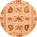 Round Abstract Orange Modern Rug, abs3756org