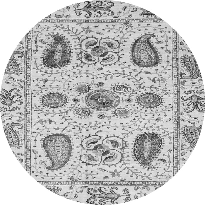 Round Machine Washable Abstract Gray Modern Rug, wshabs3756gry