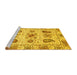 Sideview of Machine Washable Abstract Yellow Modern Rug, wshabs3756yw