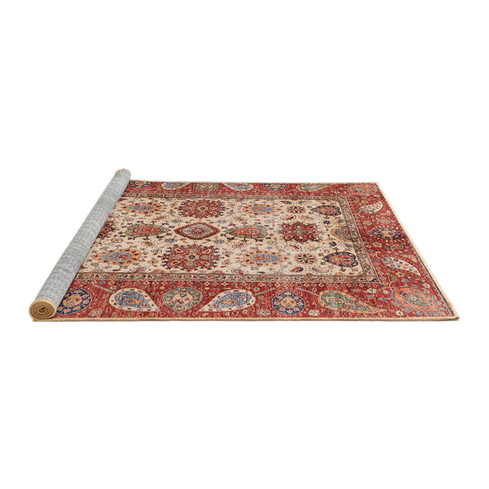 Sideview of Machine Washable Abstract Brown Sugar Brown Rug, wshabs3757