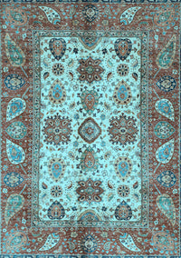 Oriental Light Blue Traditional Rug, abs3757lblu