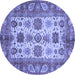 Round Oriental Blue Traditional Rug, abs3757blu