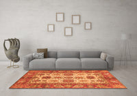 Machine Washable Oriental Orange Traditional Rug, wshabs3757org