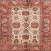 Square Abstract Brown Oriental Rug, abs3757