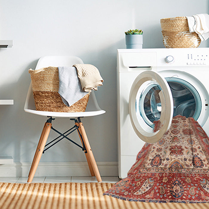 Machine Washable Abstract Brown Sugar Brown Rug in a Washing Machine, wshabs3757