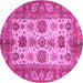 Round Oriental Pink Traditional Rug, abs3757pnk