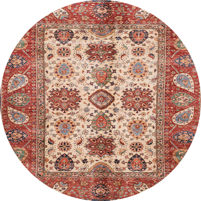Round Machine Washable Abstract Brown Sugar Brown Rug, wshabs3757