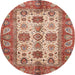 Round Machine Washable Abstract Brown Sugar Brown Rug, wshabs3757