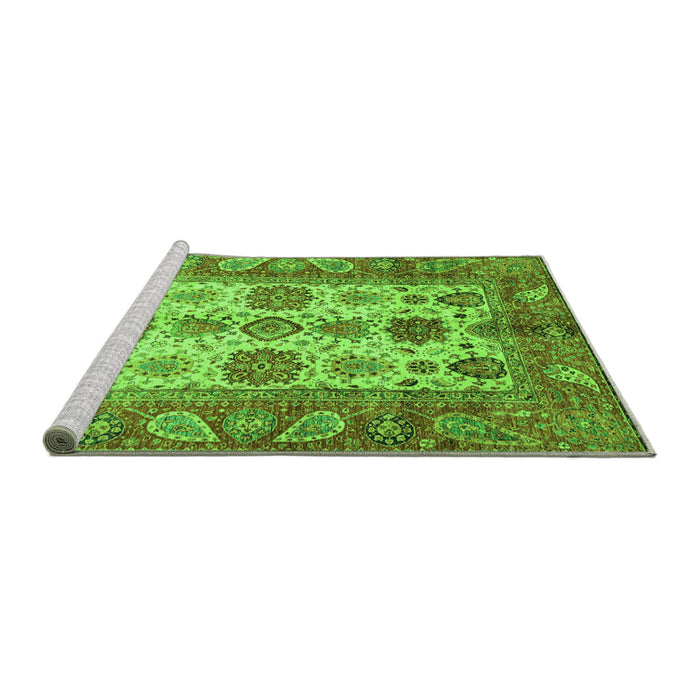 Sideview of Machine Washable Oriental Green Traditional Area Rugs, wshabs3757grn
