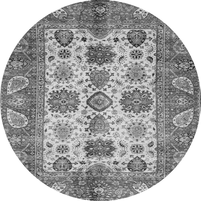 Round Oriental Gray Traditional Rug, abs3757gry